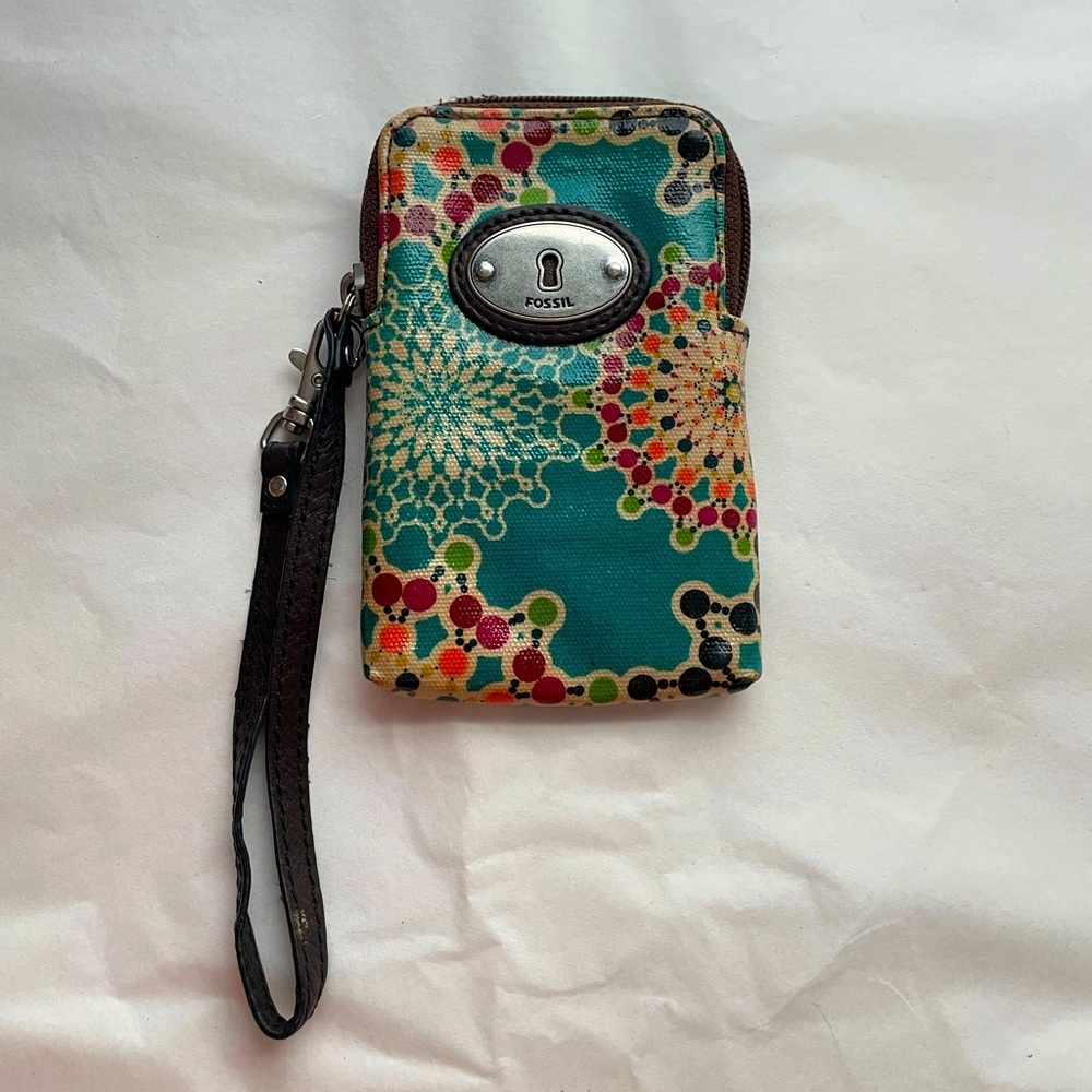 Fossil Key-Per wristlet wallet colorful oilcloth & detachable strap - Picture 2 of 11